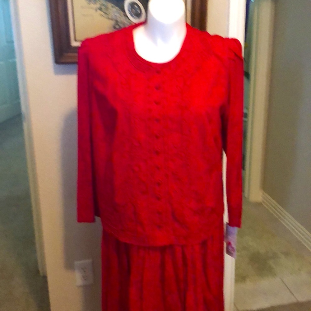 Karen Stevens Red Embroidered Plus Size Dress